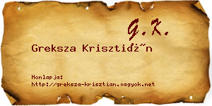 Greksza Krisztián névjegykártya